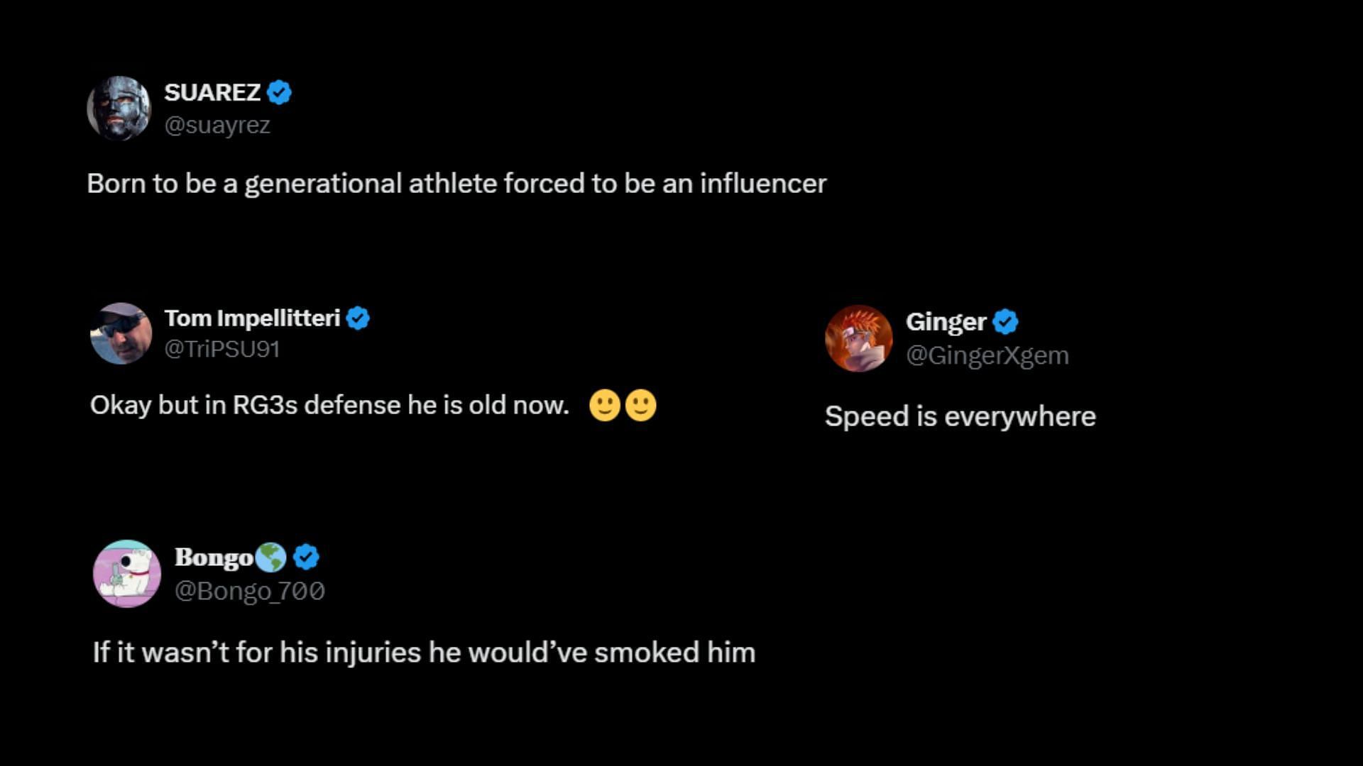 More reactions to IShowSpeed's win against RG3 (Images via @FearedBuck/X)